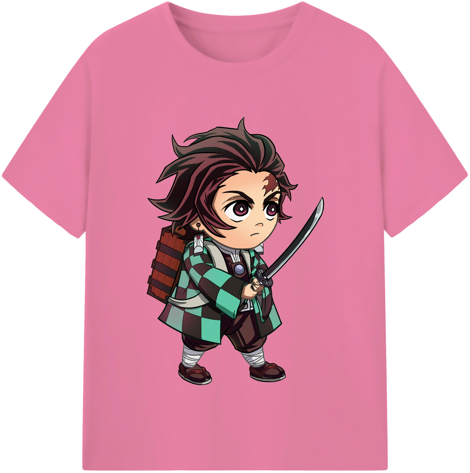 （画像用） 鬼滅の刃 竈門 炭治郎／かまど たんじろう Kamado Tanjirou 綿100％半袖Tシャツ（フロントプリント）